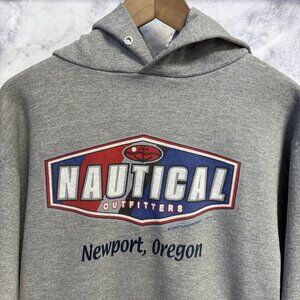 Vintage Nautical Outfitters Hoodie Mens Medium Gray Y2K Sailing Sweatshirt